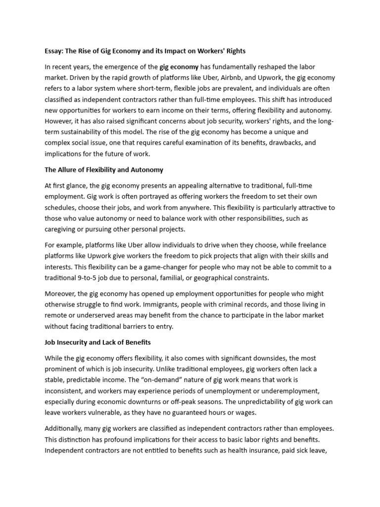 The Rise of Gig Economy and Its Impact On Workers' Rights | PDF ...
