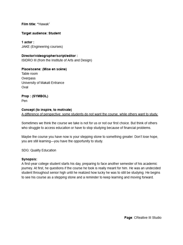 Revised Short Film Concept | PDF