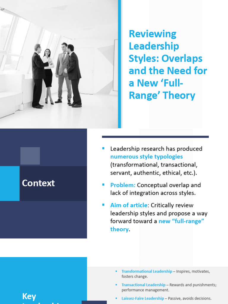 Reviewing Leadership Styles | PDF | Leadership | Transformational ...