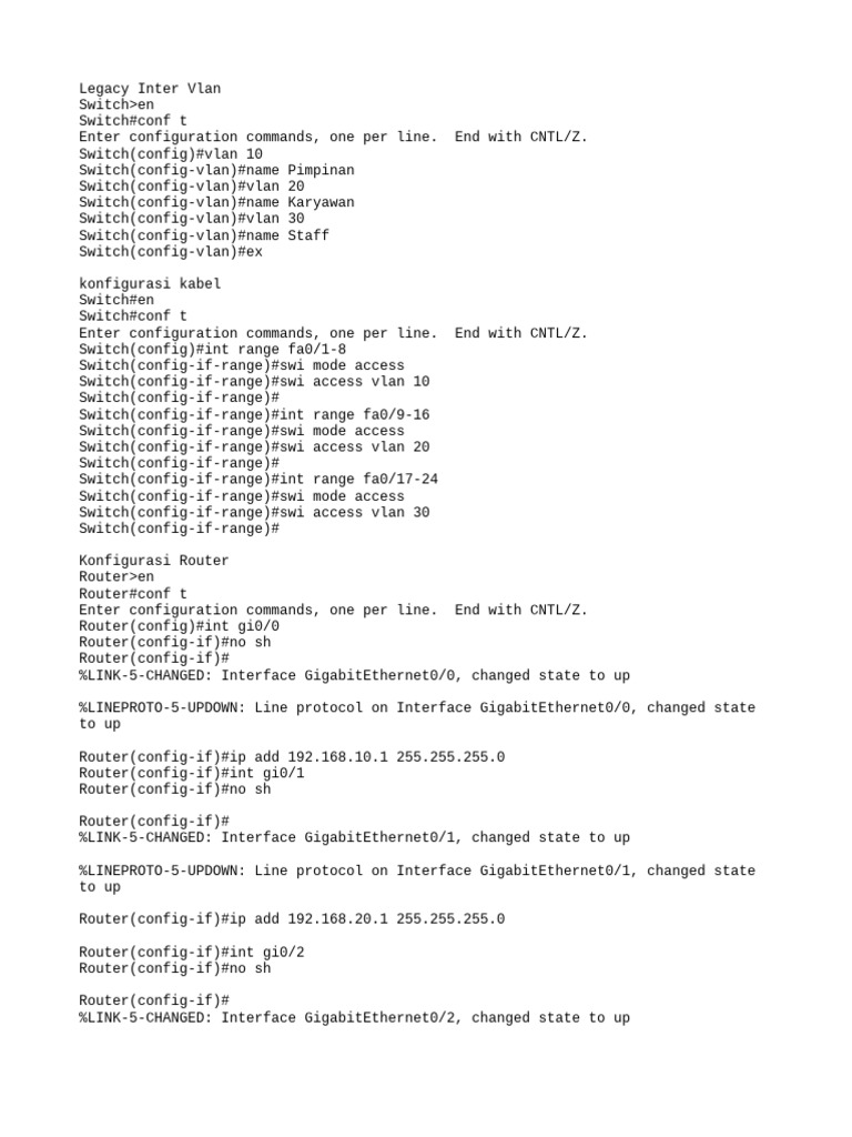 Konfigurasi Legacy Inter Vlan | PDF | Router (Computing ...