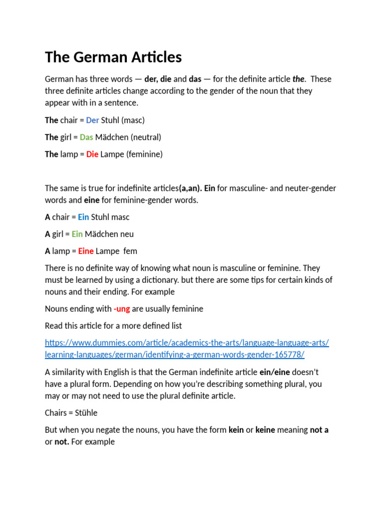 The German Articles | PDF