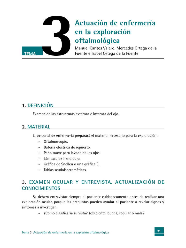 Enfermería en Exploración Oftalmológica | PDF | Ojo humano | Ojo