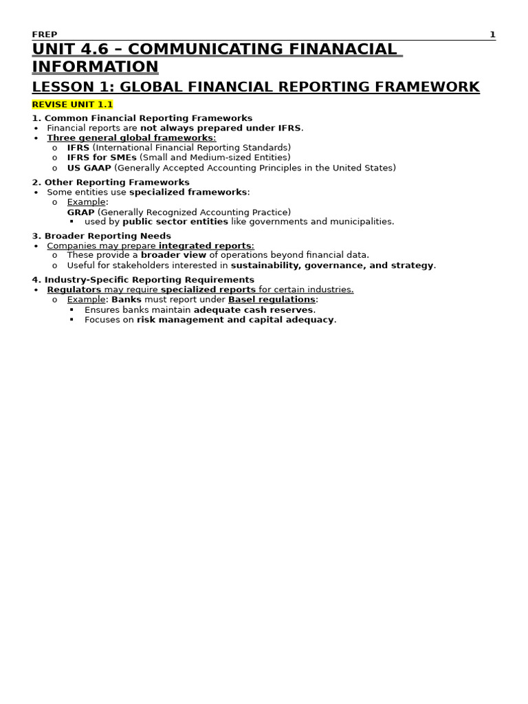 Global Financial Reporting Frameworks Explained | PDF | International ...