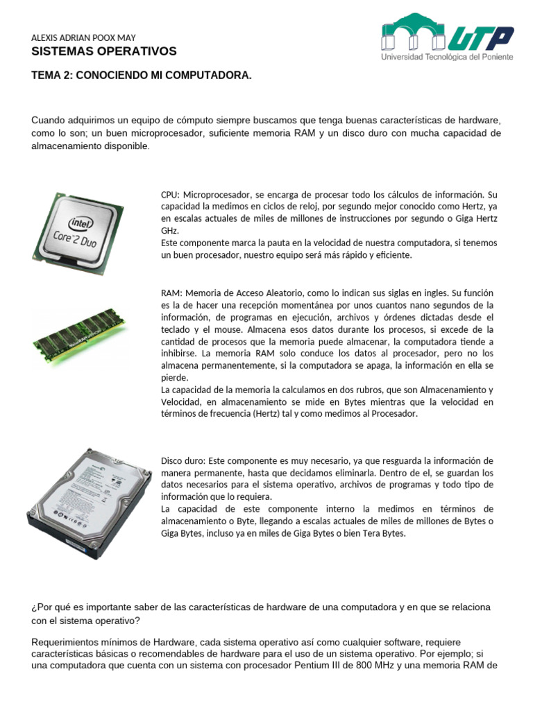 Requerimientos de Hardware para Sistemas Operativos | PDF ...