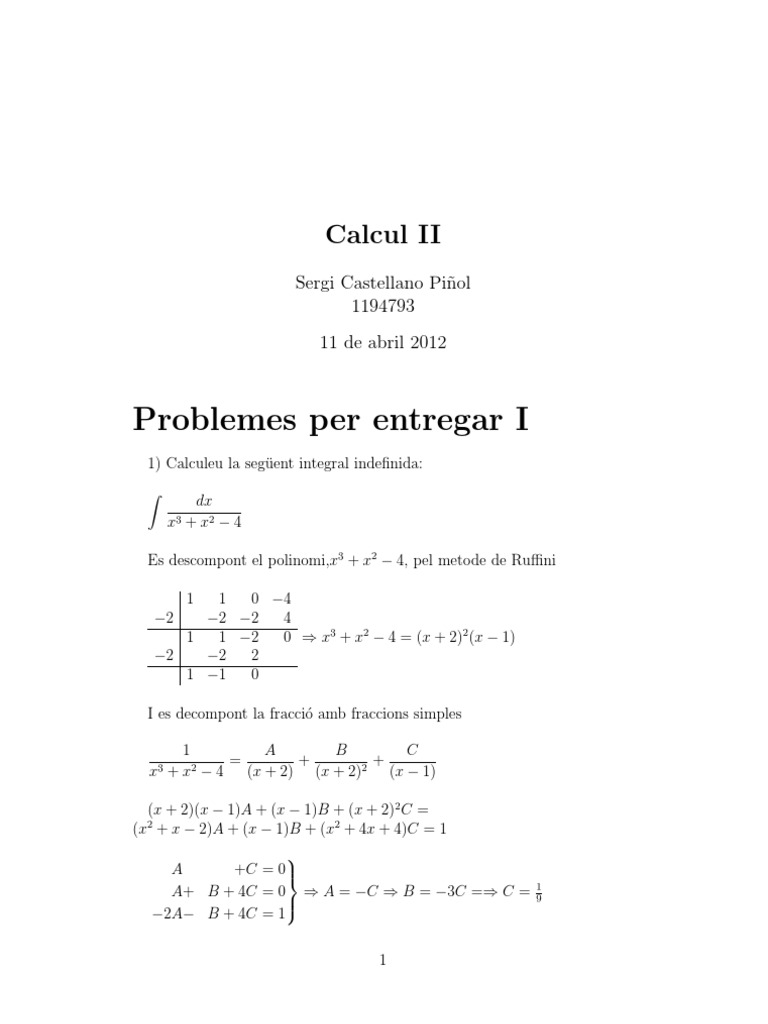 Calculus Integral Problems Solved | PDF