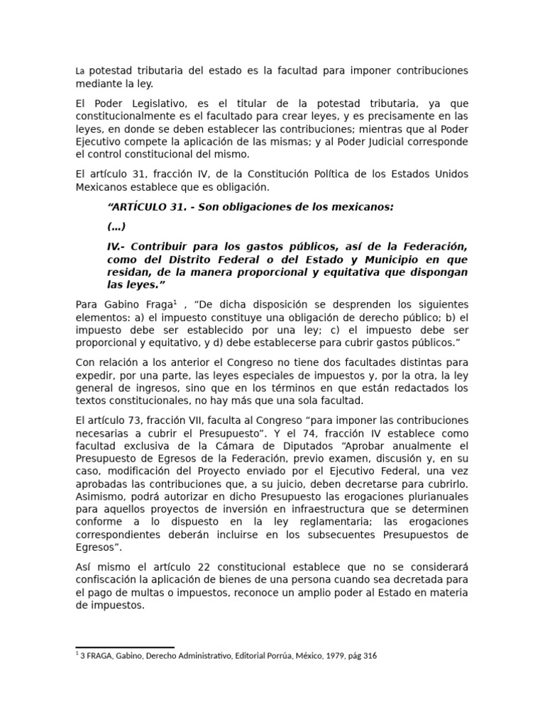 Potestad Tributaria y Proporcionalidad en México | PDF | Impuestos ...