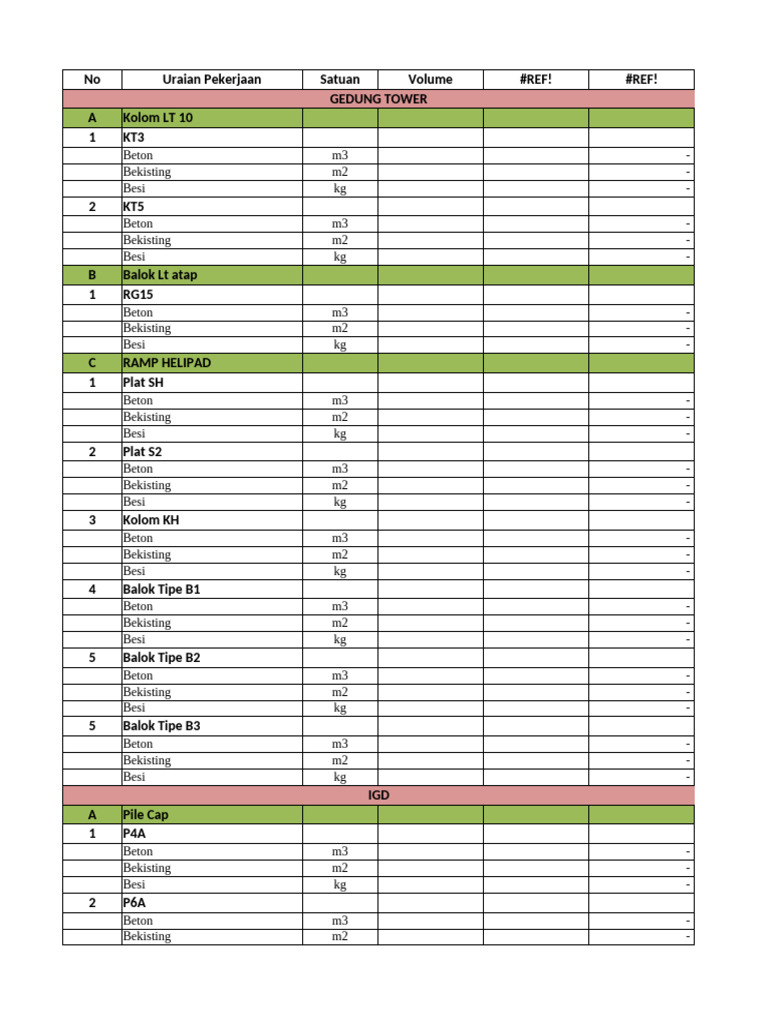 Contoh BQ Struktur | PDF