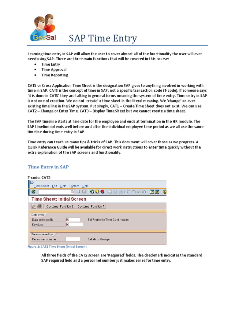 An Introduction to Time Entry in SAP Understanding the CATS Module and