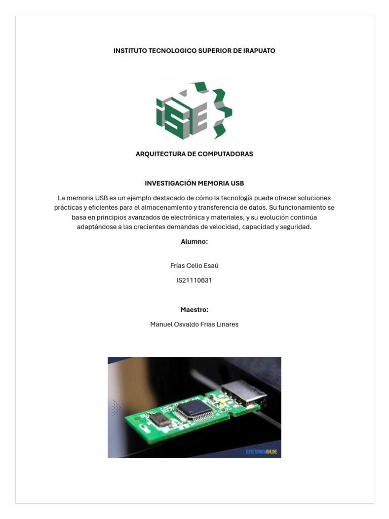 Funcionamiento y Tipos de Memorias USB | PDF | USB | Memoria USB