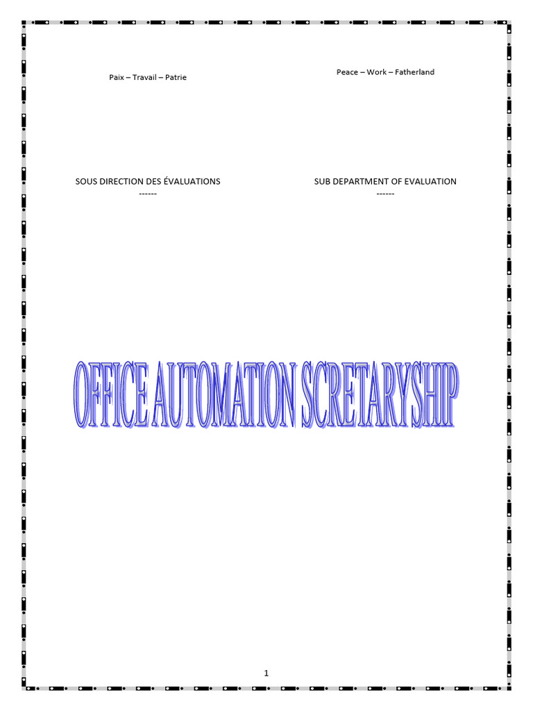 Office Automation Secretaryship Course | PDF | Vocational Education ...