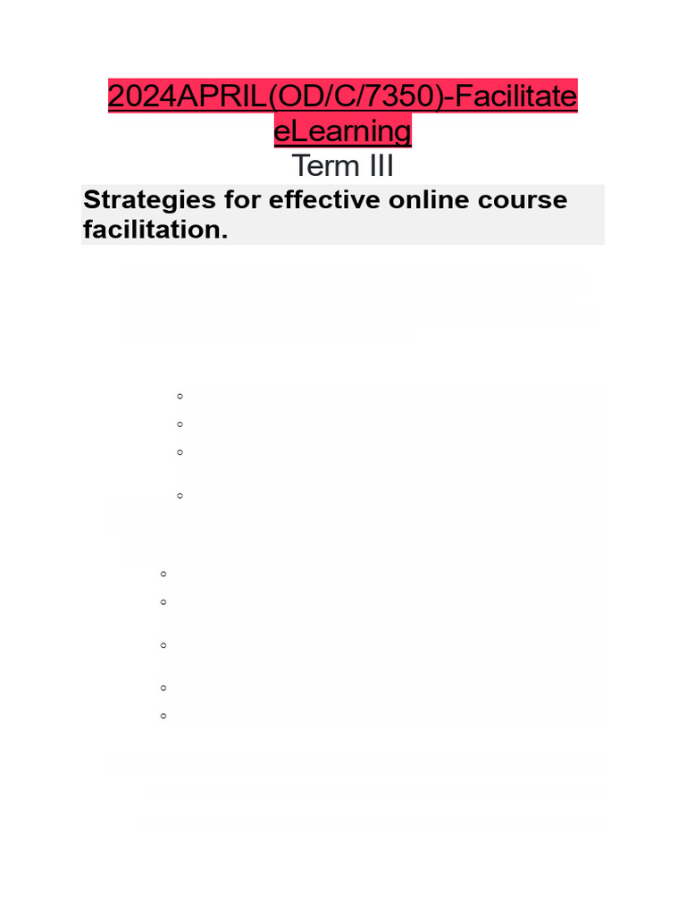 Effective Online Course Facilitation Guide | PDF | Educational ...