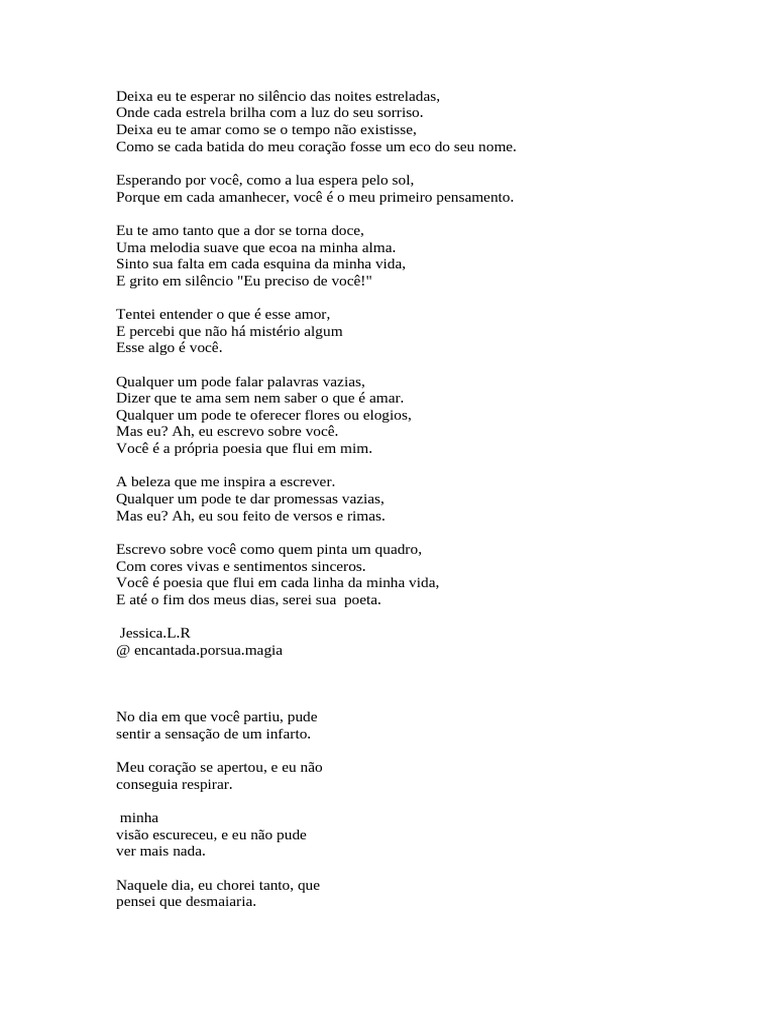 Poesia de Amor e Saudade Profunda | PDF