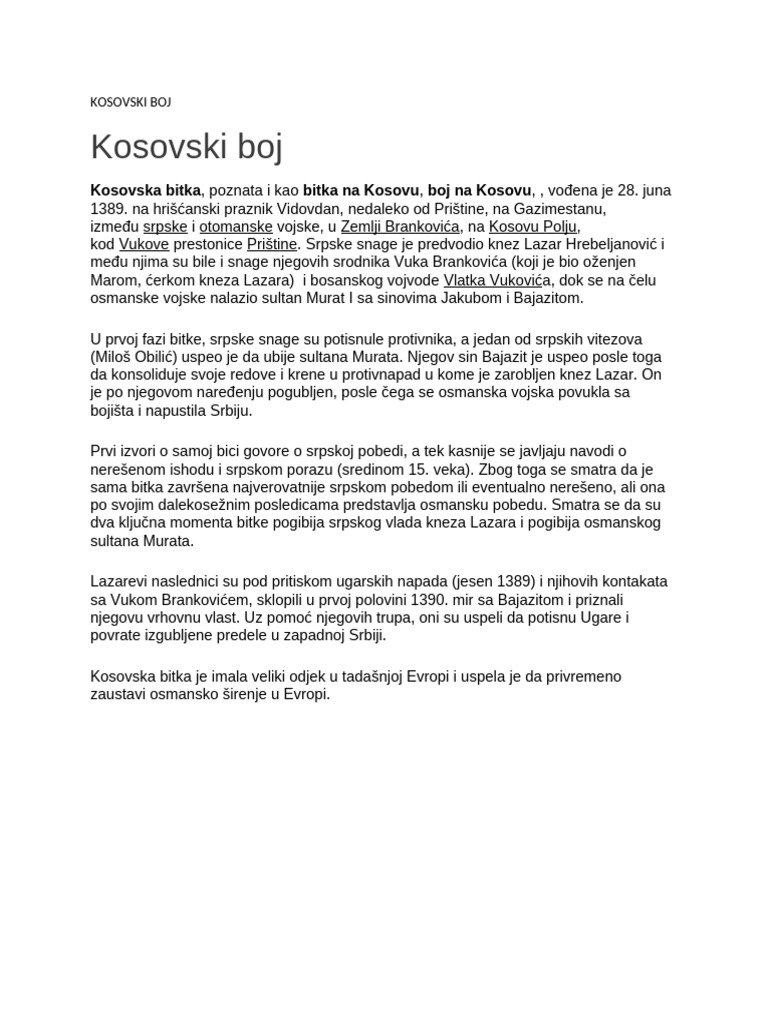 Kosovski Boj | PDF
