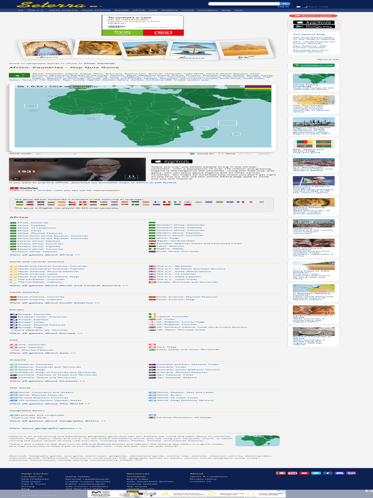 Africa Countries - Map Quiz Game | PDF | Africa | Geography, image size:768x1024