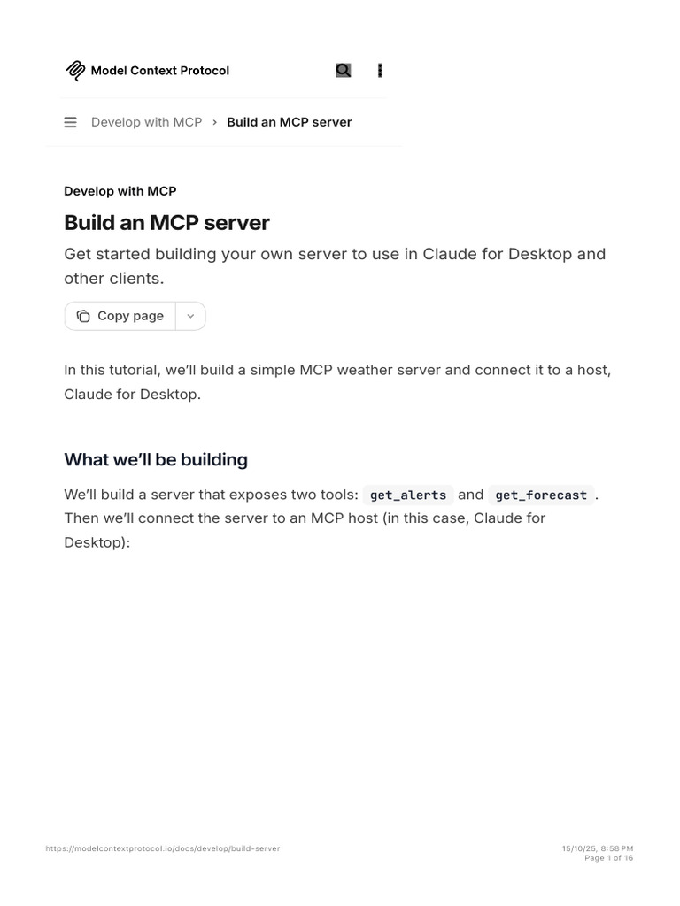 Build an MCP Weather Server Tutorial | PDF | Server (Computing ...