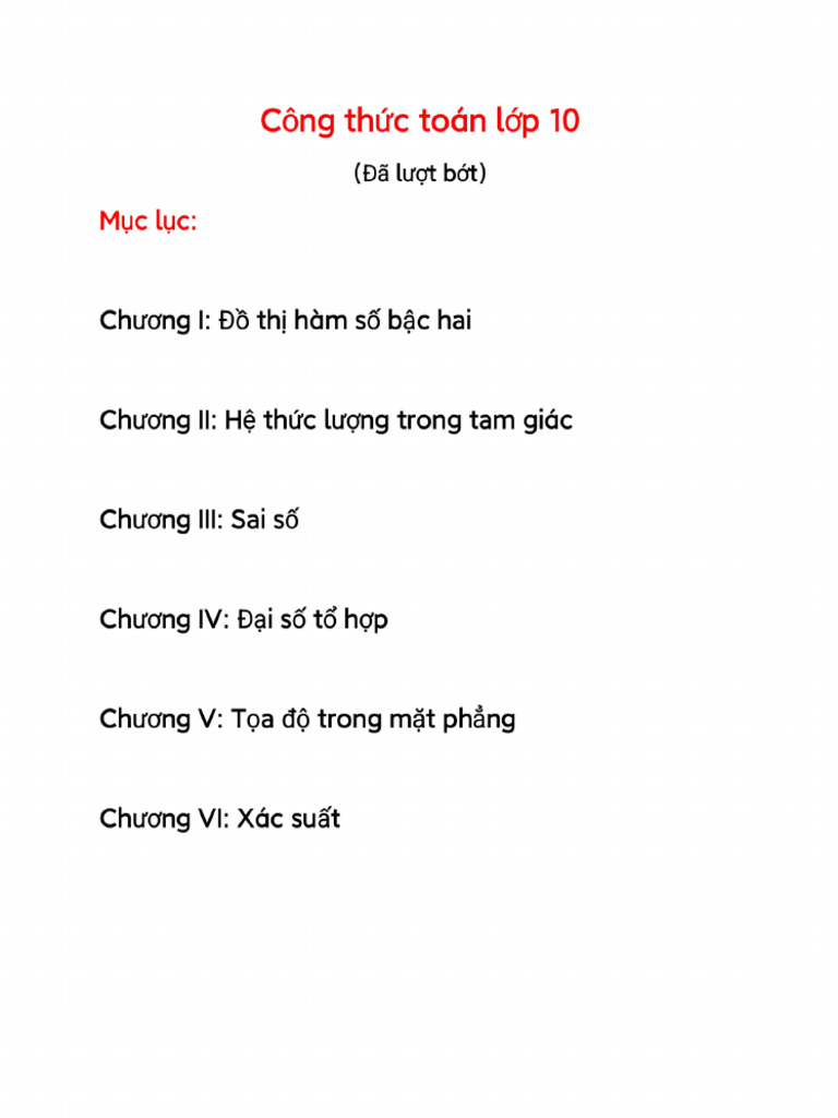 Cthuc Toán L P 10 | PDF