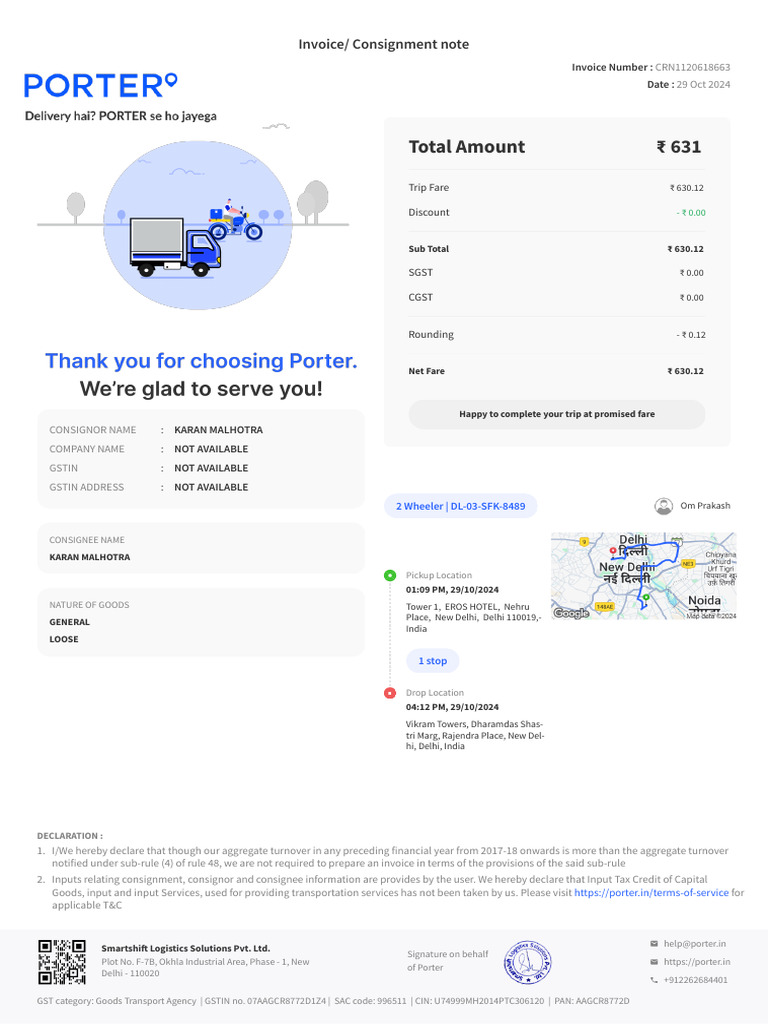 Invoice Details for Consignment Shipment | PDF