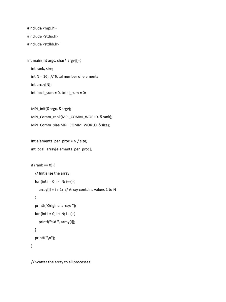 MPI Array Sum Calculation Example | PDF