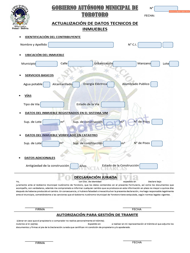 Formulario de Declaracion de Datos Tec. | PDF