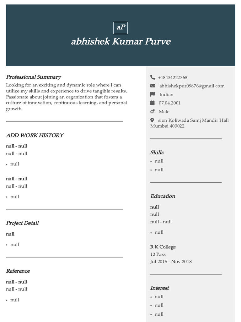 Abhishek Kumar Resume 877 | PDF