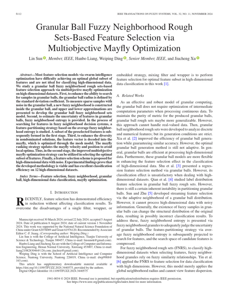 Fuzzy Neighborhood Feature Selection Optimization | PDF | Applied ...