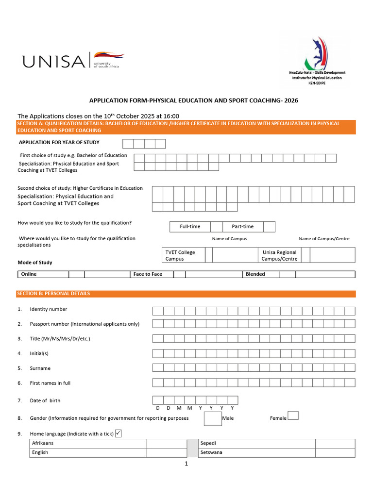 Application for PE and Sports Coaching 2026 | PDF | Visual Impairment ...