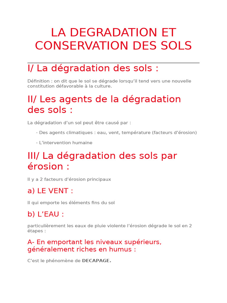 Dégradation et conservation des sols | PDF | Fertilisant | Sol (pédologie)