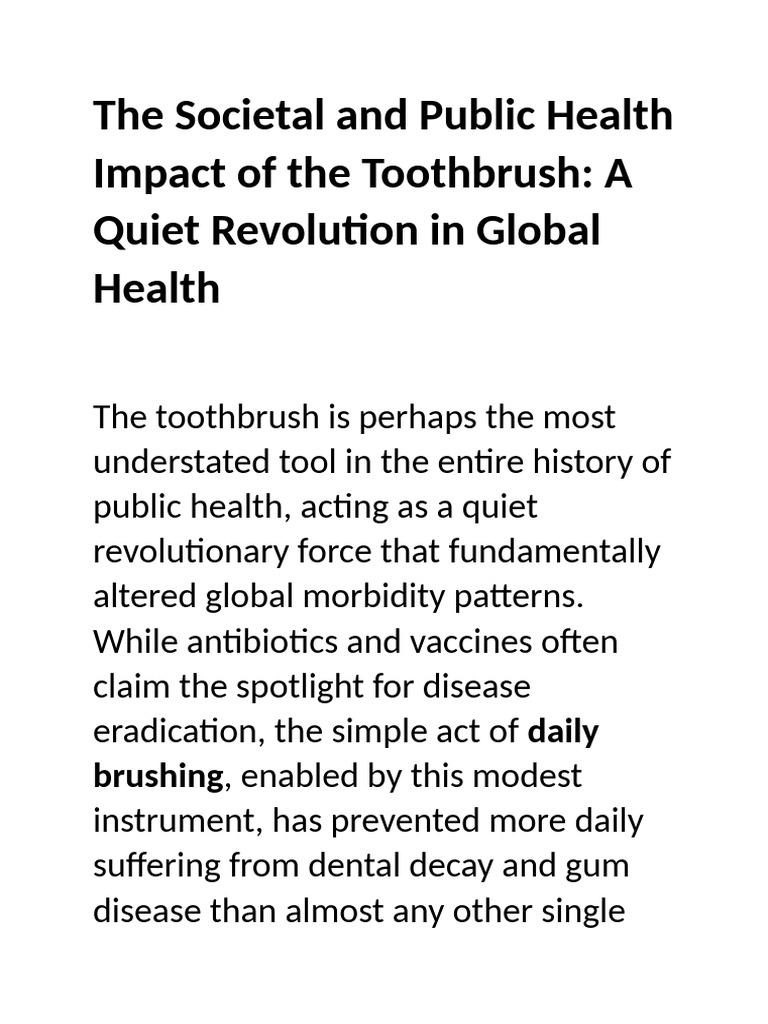 Toothbrush: A Silent Health Revolution | PDF | Oral Hygiene | Toothbrush