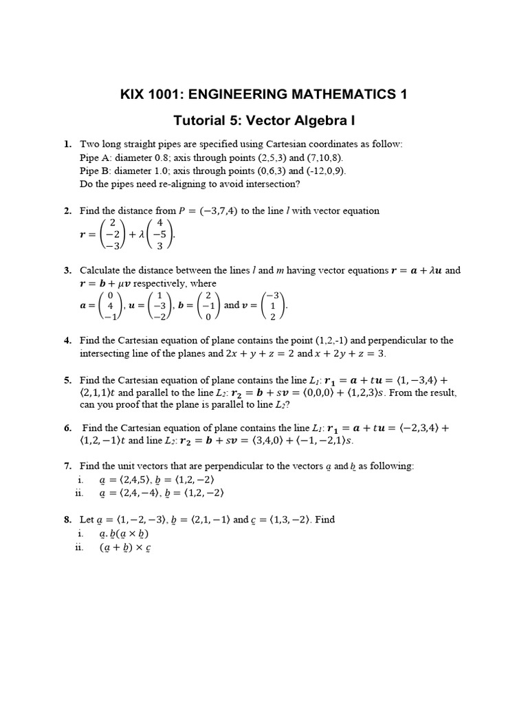 Tutorial 5 Vector Algebra II | PDF