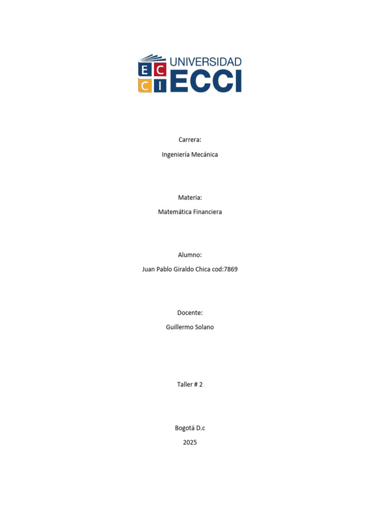 Taller de Matemática Financiera 2025 | PDF