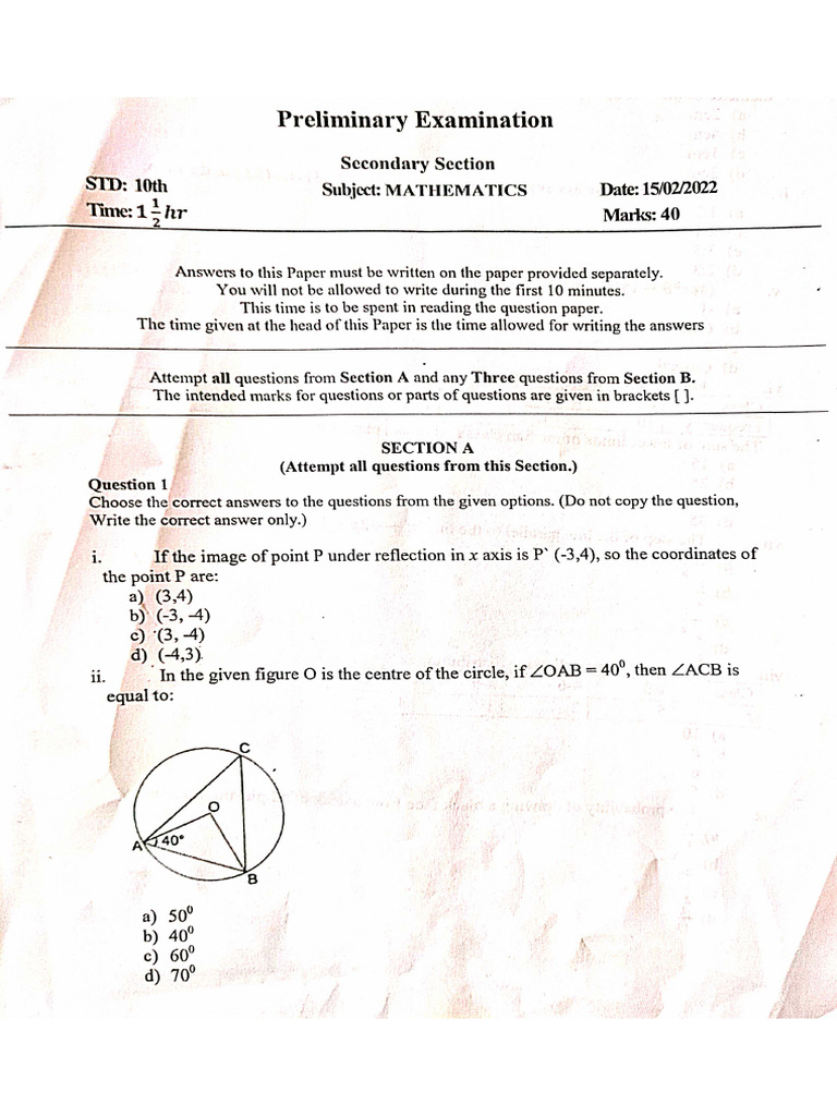 Math Pre Board | PDF