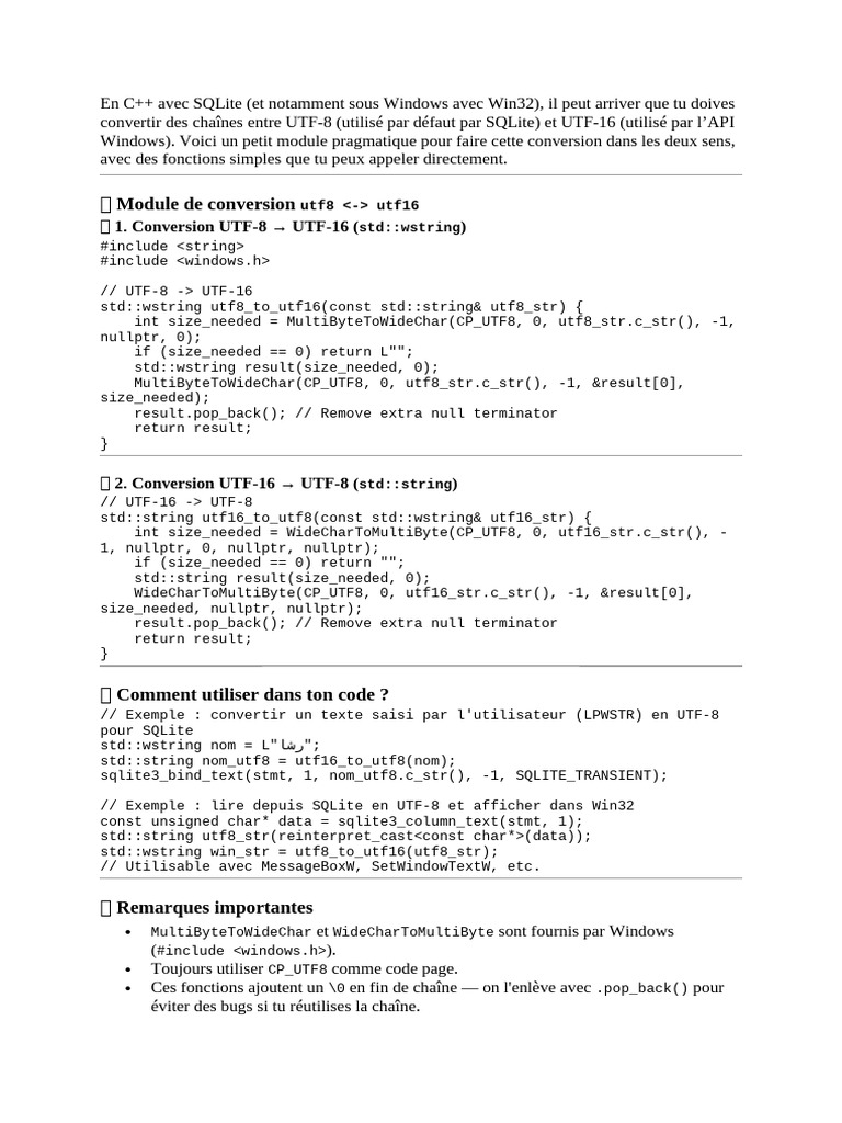Conversion UTF-8 et UTF-16 en C++ | PDF | C ++ | Génie logiciel