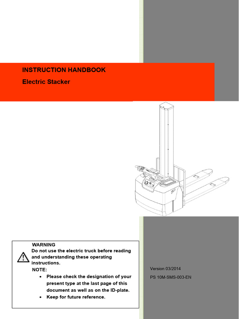 Electric Stacker Instruction Manual | PDF | Truck | Elevator