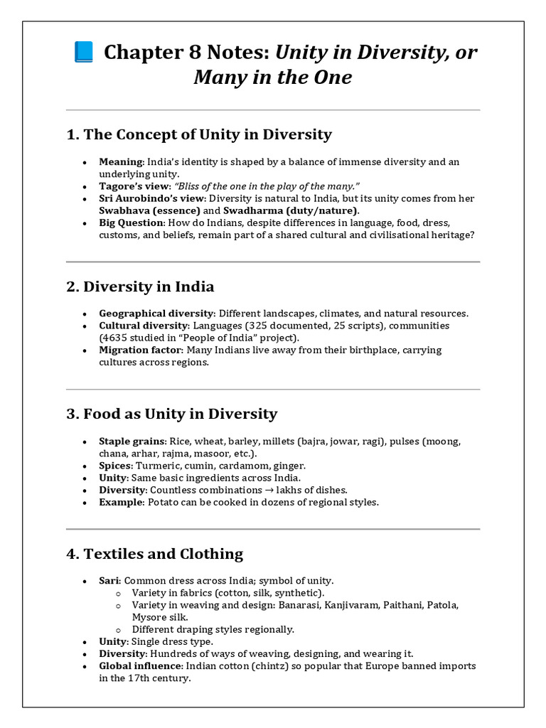 Chapter 8 Notes - Unity in Diversity, or Many in The One | PDF