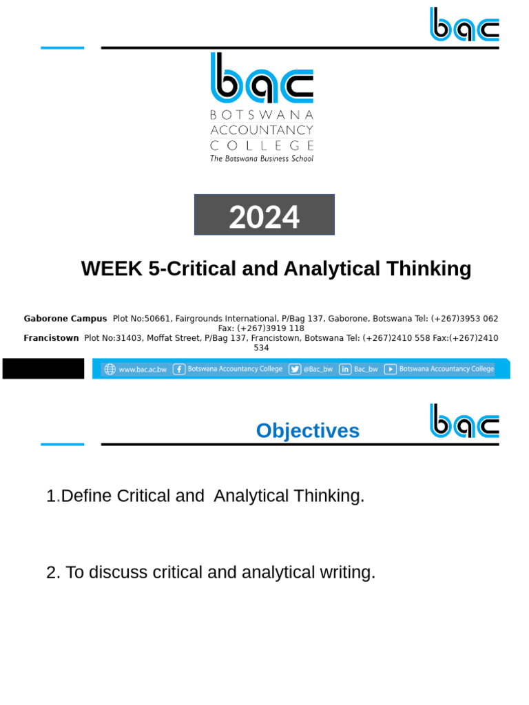 Week 5 - Critical and Analytical Thinking-1 | PDF | Critical Thinking ...