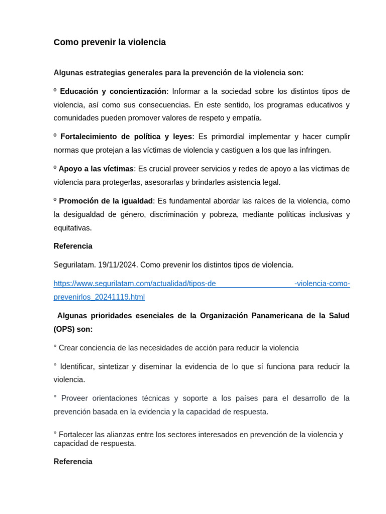 Estrategias para prevenir la violencia | PDF