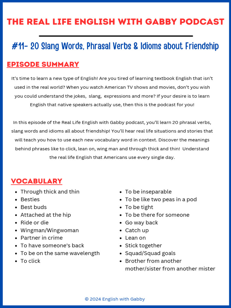 Friendship Slang and Idioms Explained | PDF | English Language | Word