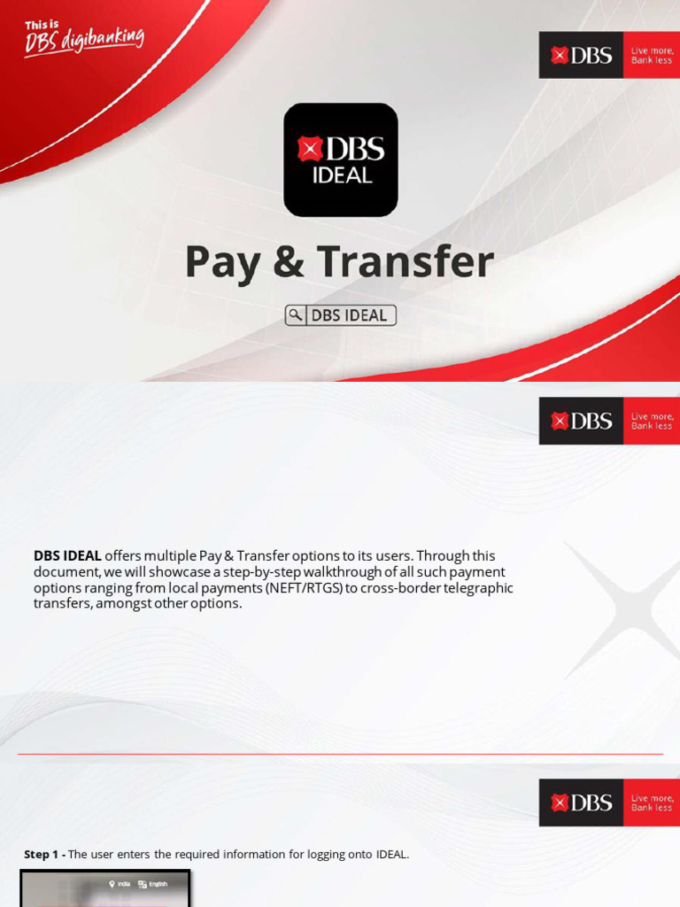 DBS IDEAL Tutorial - Pay & Transfer | PDF | Payments | Cheque