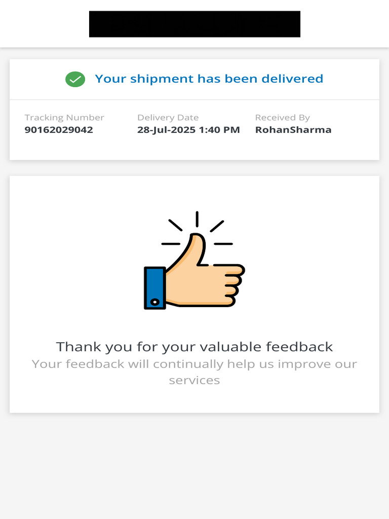 Shipment Delivered: Tracking Info & Feedback | PDF
