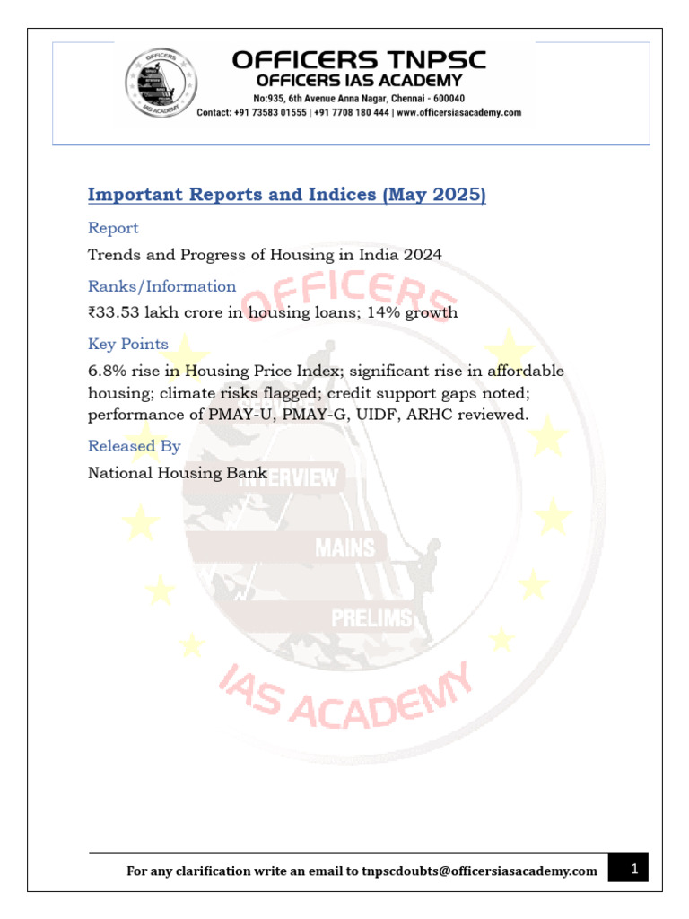 Important Reports Indices May2025 | PDF | Economies