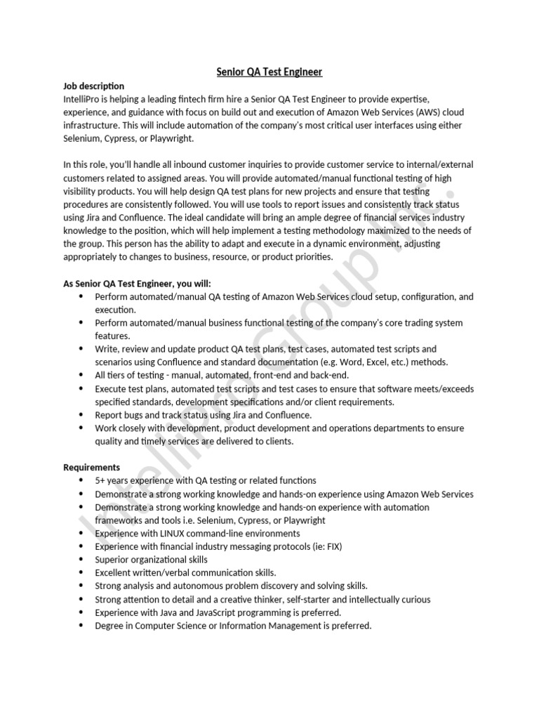 HireArt - Senior QA Test Engineer | PDF | Web Service | Amazon Web Services