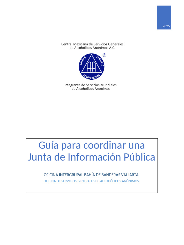 Junta Informativa de Alcohólicos Anónimos | PDF | alcoholicos anonimos ...