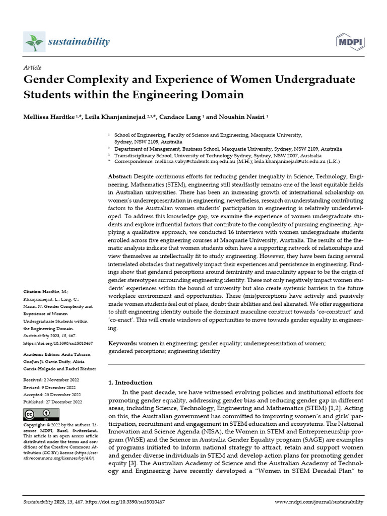 Gender Complexity and Experience of Women Undergra | PDF | Gender ...