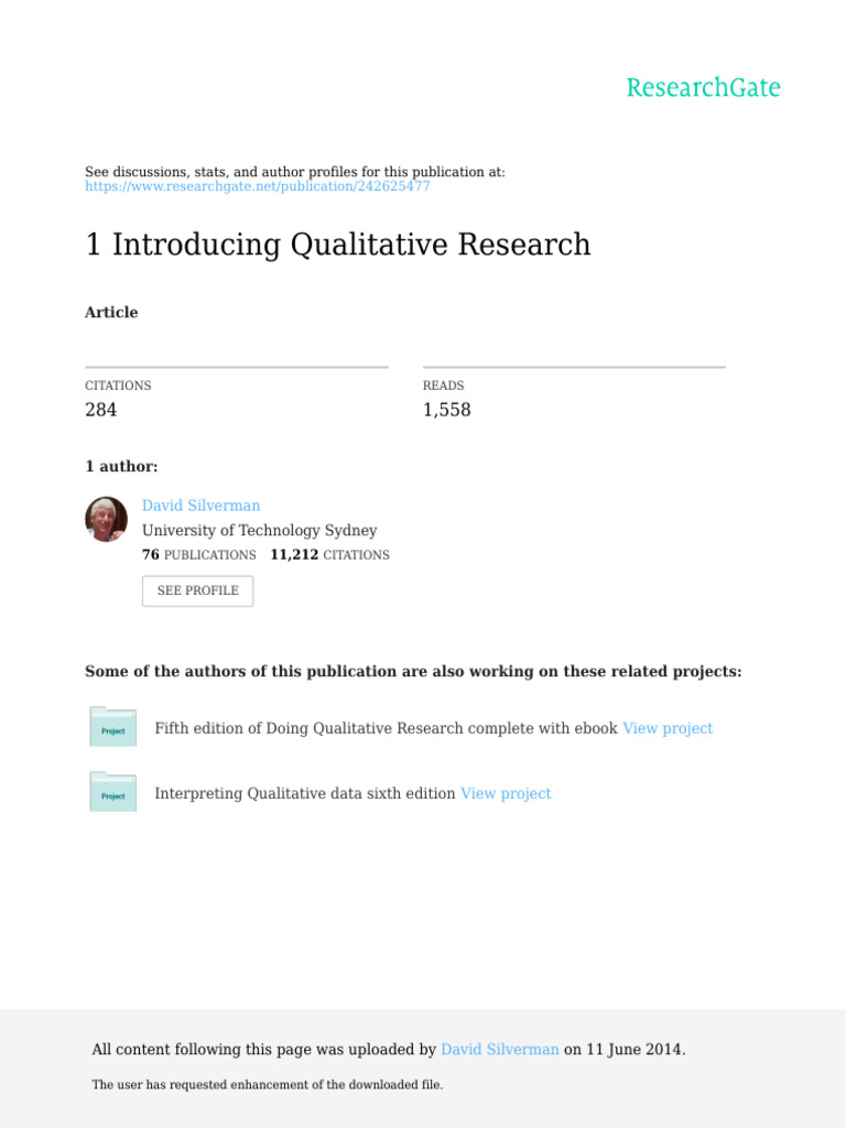 Introduction to Qualitative Research | PDF | Ethnography | Qualitative ...