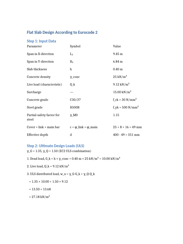 Eurocode 2 Flat Slab Design Guide | PDF
