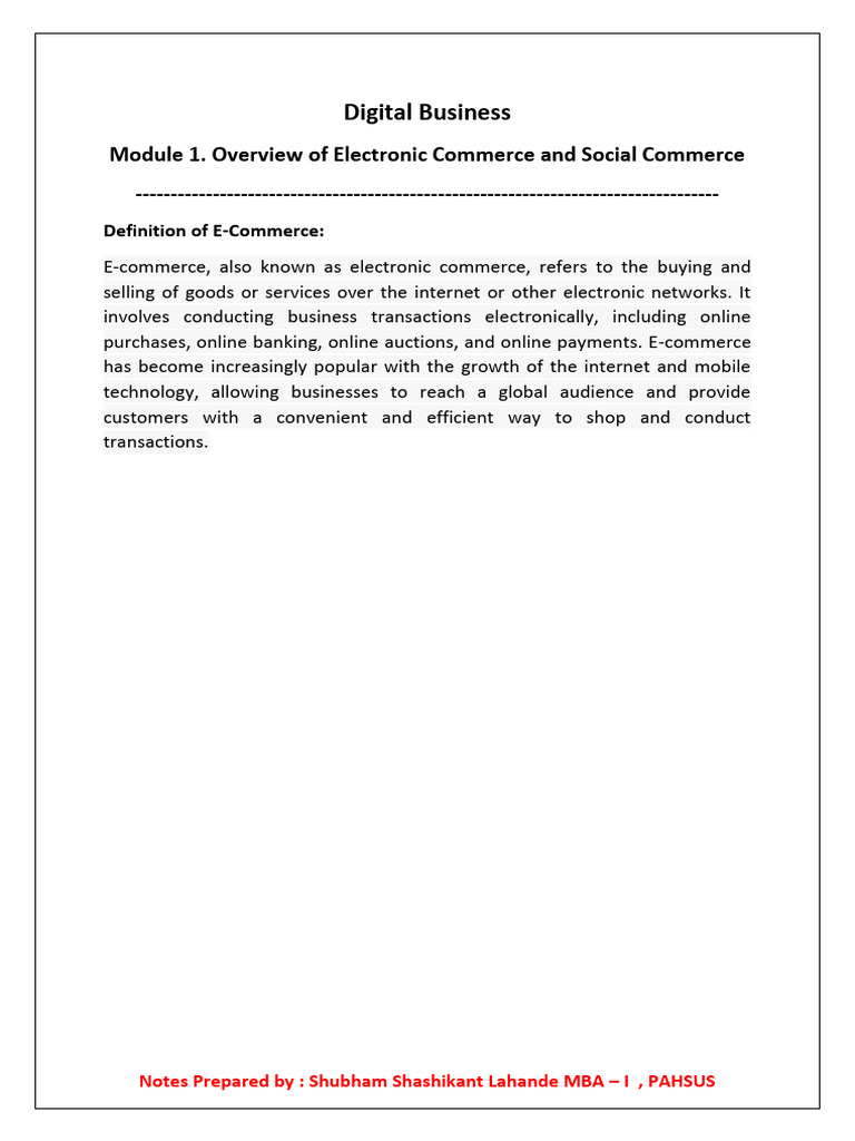 E-Commerce Overview and Key Concepts | PDF | E Commerce | Online Shopping
