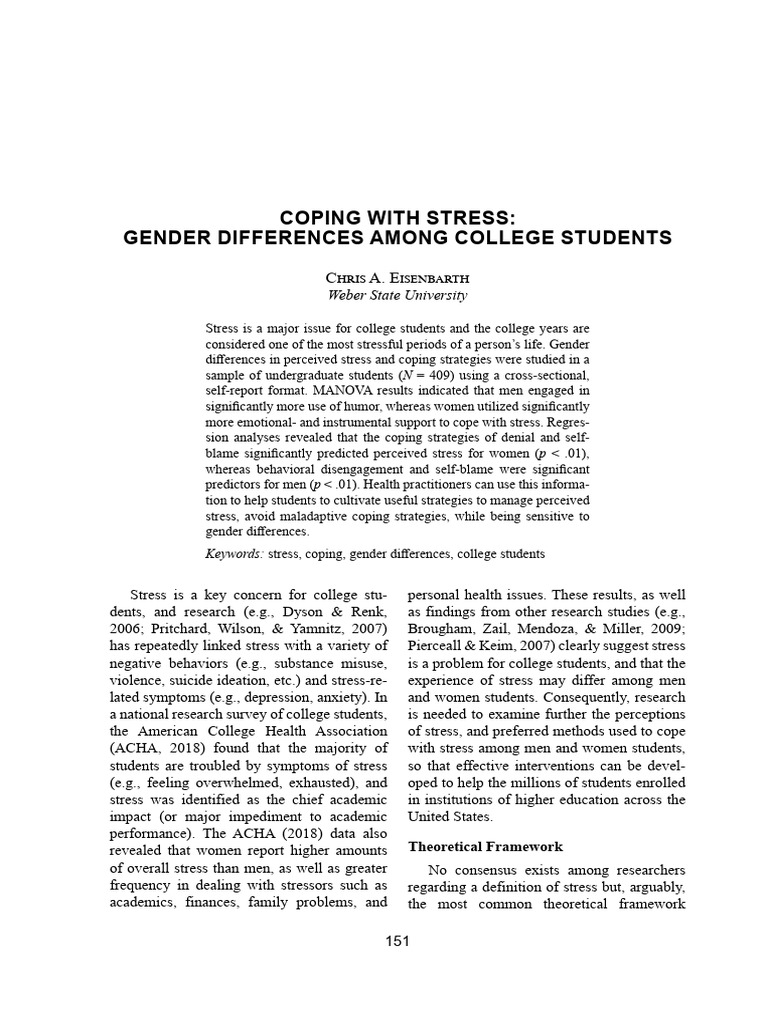 Gender Differences in College Stress Coping | PDF | Regression Analysis ...