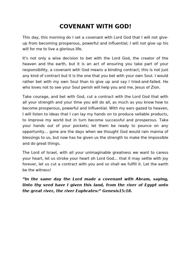 Covenant with God for Prosperity | PDF