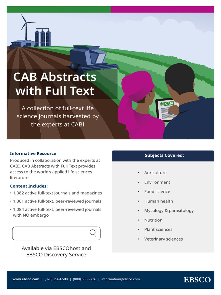 CAB Abstracts With Full Text Overview A4 | PDF