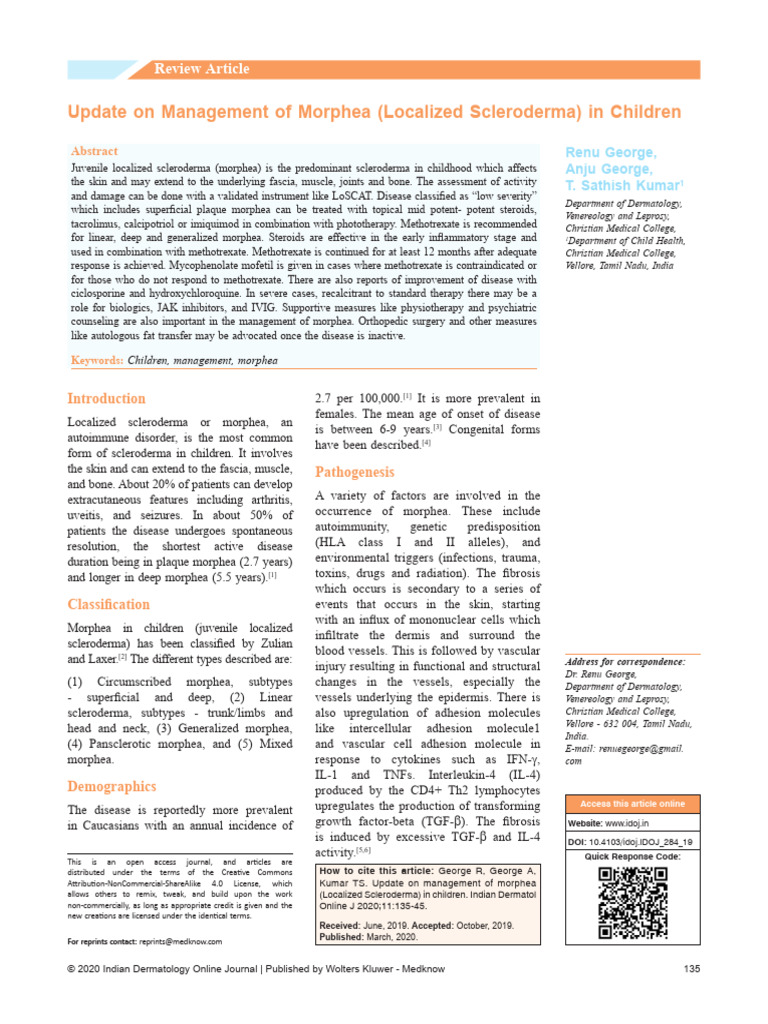 Management of Morphea in Children | PDF | Clinical Medicine | Medical ...